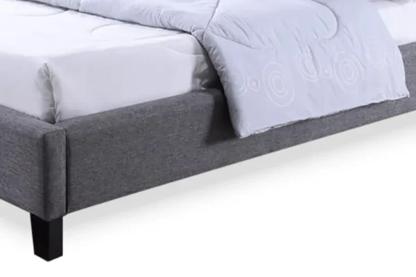 , Queen Size Grey Fabric Upholstered Platform Base Bed Frame