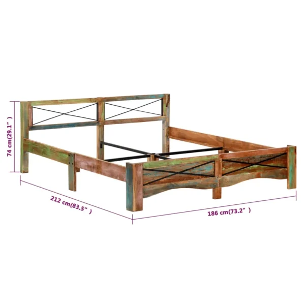 , vidaXL Bed Frame Solid Reclaimed Wood 70.9&#8243;x78.7&#8243;