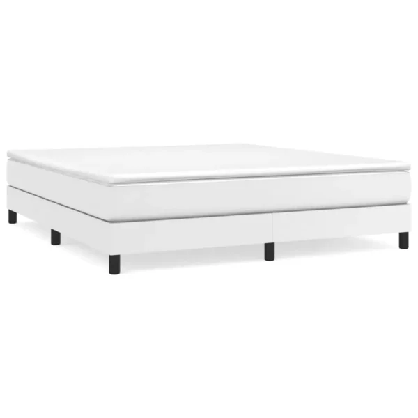 , vidaXL Bed Frame White 76&#8243;x79.9&#8243; King Faux Leather