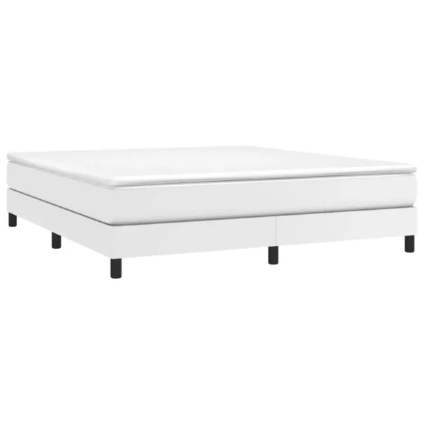 , vidaXL Bed Frame White 76&#8243;x79.9&#8243; King Faux Leather