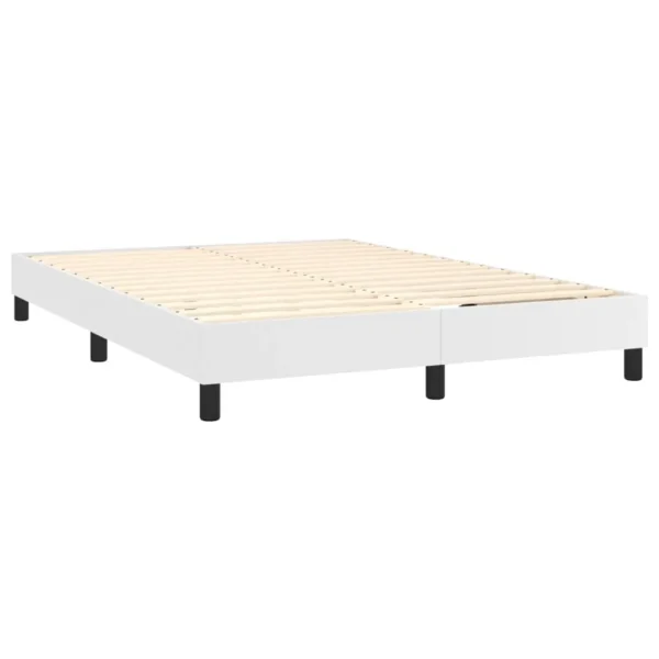 , vidaXL Bed Frame White 59.8&#8243;x79.9&#8243; Queen Faux Leather