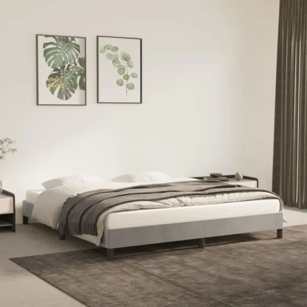 , vidaXL Gray Velvet California King Bed Frame