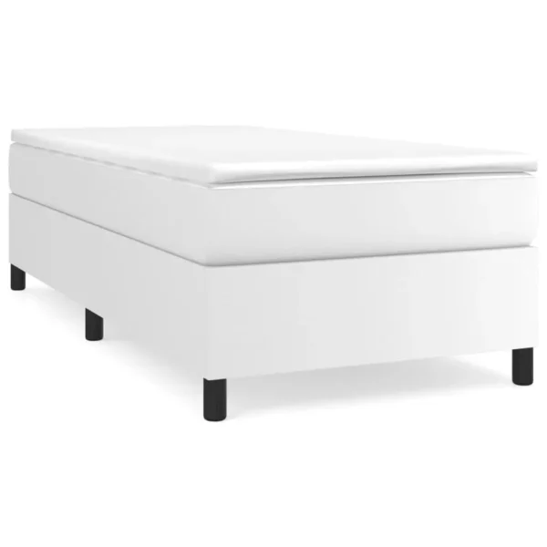 , vidaXL Bed Frame White 39.4&#8243;x79.9&#8243; Twin XL Faux Leather
