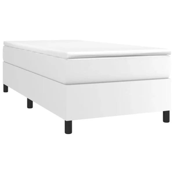 , vidaXL Bed Frame White 39.4&#8243;x79.9&#8243; Twin XL Faux Leather