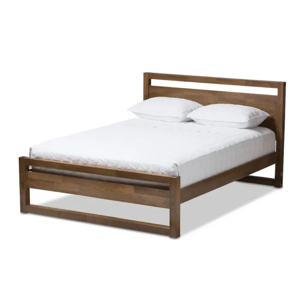 , Solid Walnut Wood Open Frame Style King Size Platform Bed