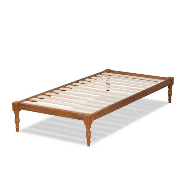 , Walnut Brown Finished Wood Twin Size Platform Bed Frame