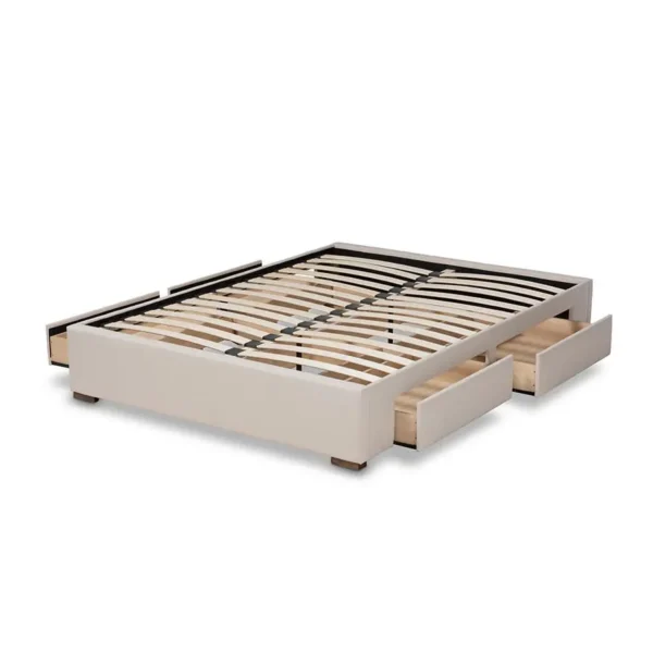 , Upholstered 4-Drawer Queen Size Storage Bed Frame