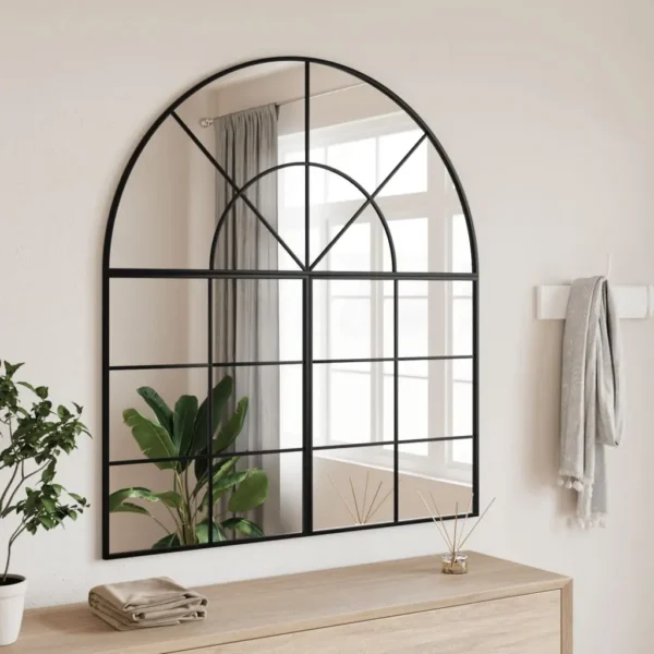 , vidaXL Wall Mirror Black 39.4&#8243;x19.7&#8243; Arch Iron &#8211; Minimalistic Home Decor
