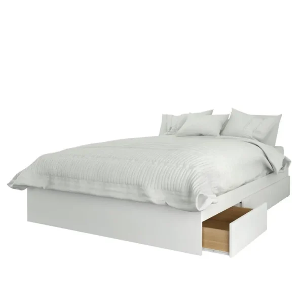 , 3-Drawer Storage Bed Frame, Full|White