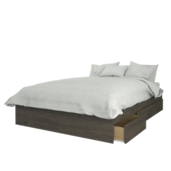 , 3-Drawer Storage Bed Frame, Full|Bark Grey
