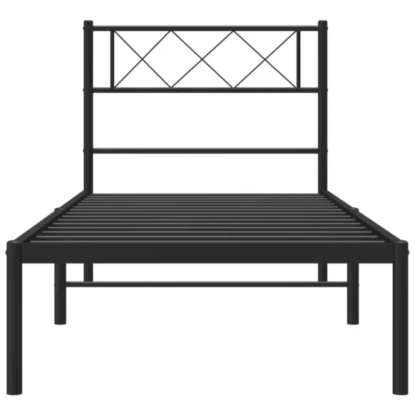 , vidaXL Metal Bed Frame with Headboard Black 39.4&#8243;x74.8&#8243; Twin