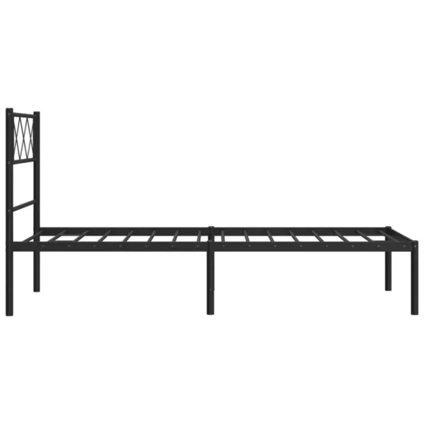 , vidaXL Metal Bed Frame with Headboard Black 39.4&#8243;x74.8&#8243; Twin