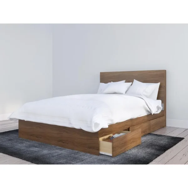 , 2-Piece Bedset With Bed Frame And Headboard, Full|Walnut