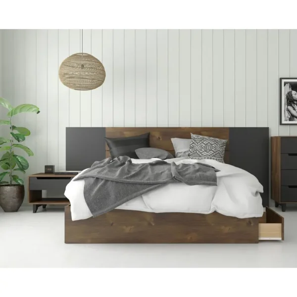 , 4-Piece Bedroom Set With Bed Frame, Headboard, Extension Panels