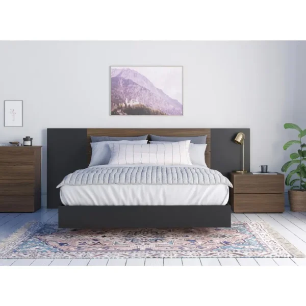 , 4-Piece Bedroom Set With Bed Frame, Headboard, Extension Panels
