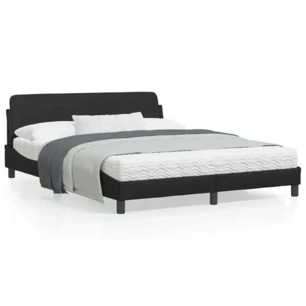 , vidaXL Bed Frame with Headboard Black 59.8&#8243;x79.9&#8243; Queen Faux Leather