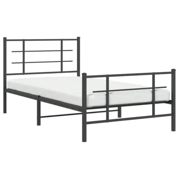 , Metal Bed Frame with Headboard and Footboard Black 39.4&#8243;x78.7