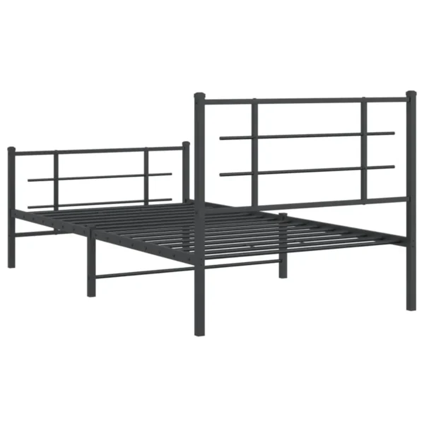 , Metal Bed Frame with Headboard and Footboard Black 39.4&#8243;x78.7