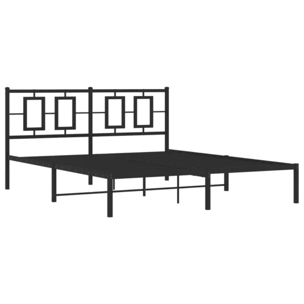 , vidaXL Metal Bed Frame with Headboard Black 59.1&#8243;x78.7&#8243;