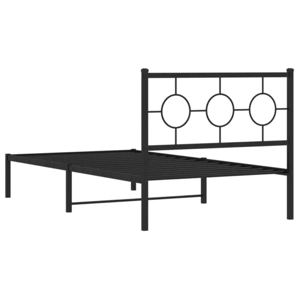 , vidaXL Metal Bed Frame with Headboard Black 39.4&#8243;x78.7&#8243;