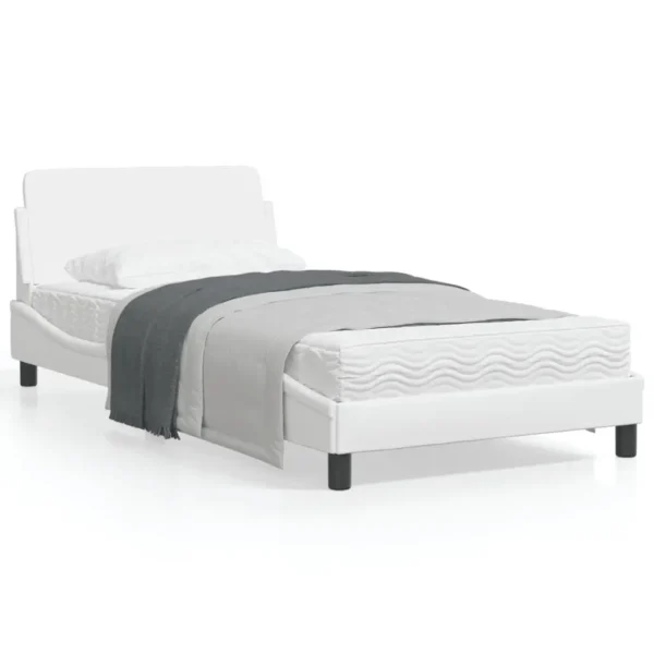 , vidaXL Twin Bed Frame with Headboard White