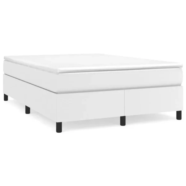 , Box Spring Bed Frame White 53.9″x74.8″ Full Faux Leather