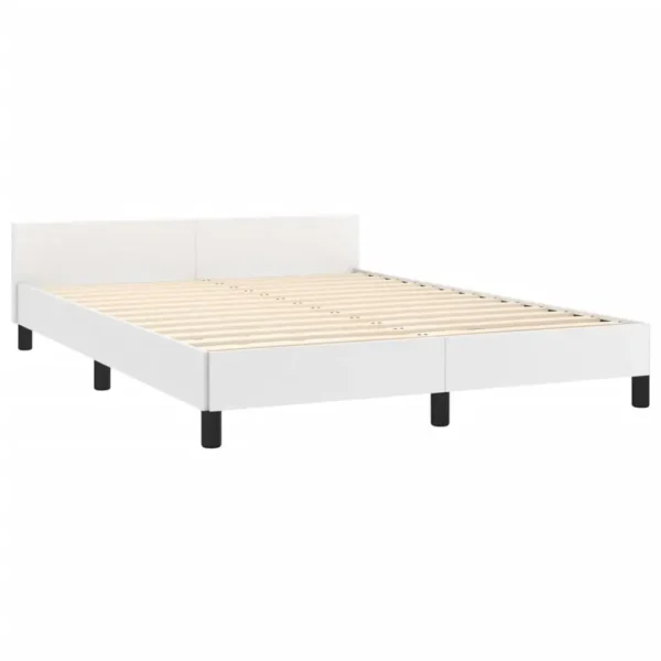 , White Faux Leather Bed Frame