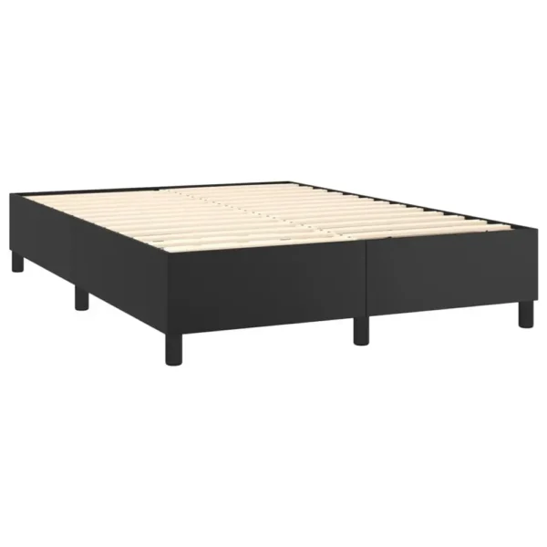 , Box Spring Bed Frame Black 53.9&#8243;x74.8&#8243; Full Faux Leather