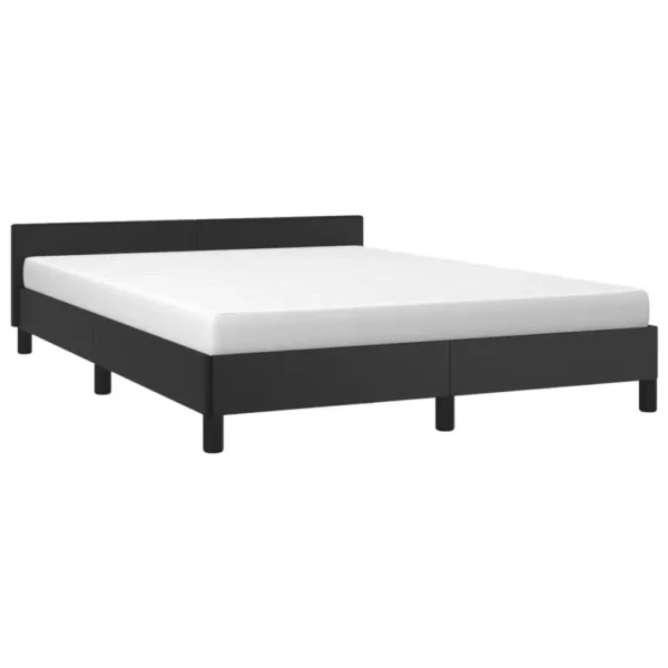 , Bed Frame with Headboard Black 53.9&#8243;x74.8&#8243; Full Faux Leather