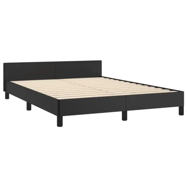 , Bed Frame with Headboard Black 53.9&#8243;x74.8&#8243; Full Faux Leather