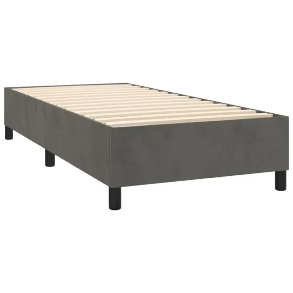 , Box Spring Bed Frame Dark Gray 39.4&#8243;x74.8&#8243; Twin Velvet