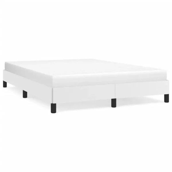 , Bed Frame White 59.8&#8243;x79.9&#8243; Queen Faux Leather