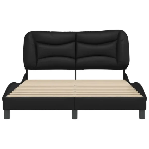 , vidaXL Full Bed Frame with Headboard, Black Faux Leather