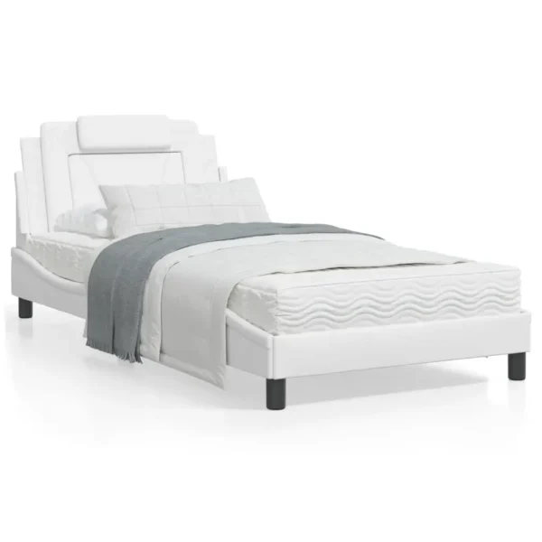 , vidaXL Twin XL Bed Frame with Headboard White