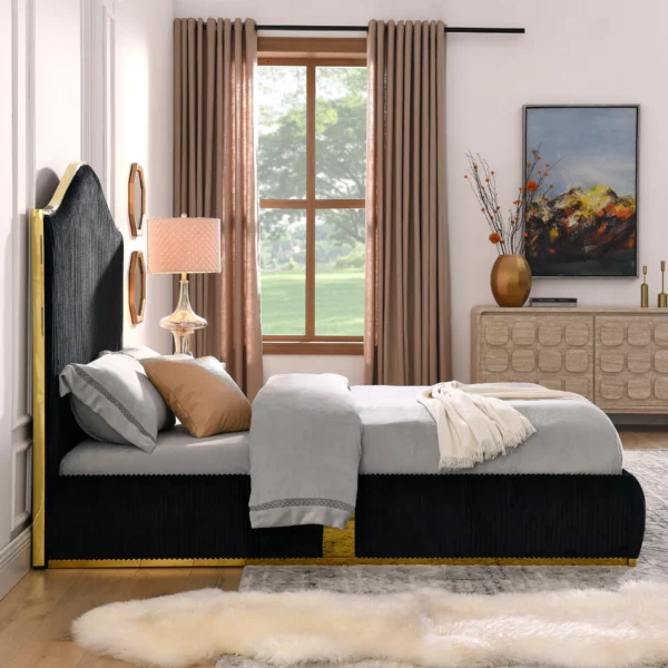 , Corduroy Upholstered Queen Bed Frame