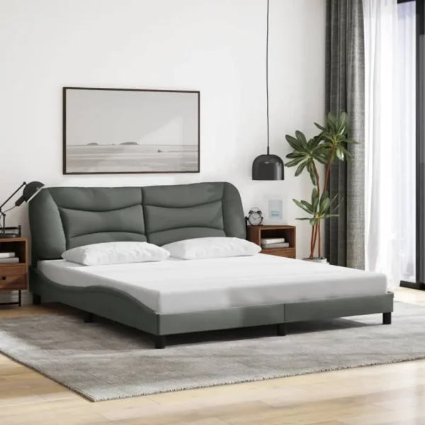, Gray King Fabric Bed Frame