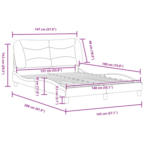, vidaXL Full Fabric Bed Frame with Headboard, Dark Gray