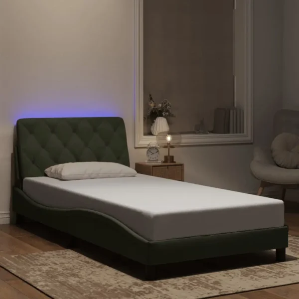 , vidaXL LED Light Gray Bed Frame