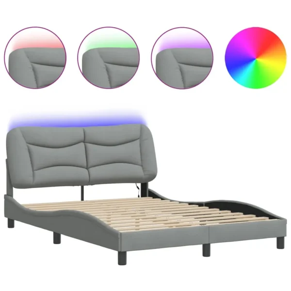 , vidaXL LED Light Gray Bed Frame