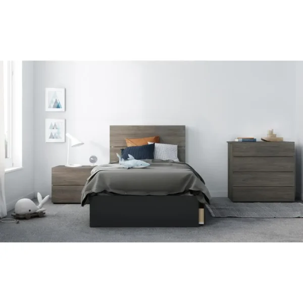 , 3-Drawer Storage Bed Frame, Twin|Black