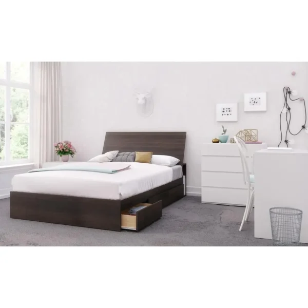 , 3-Drawer Storage Bed Frame, Full|Ebony