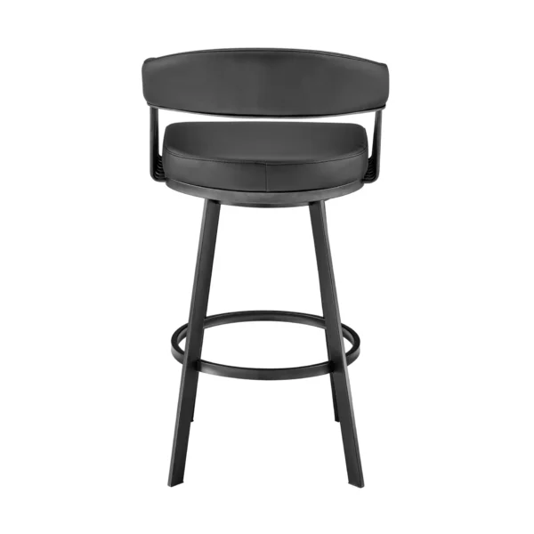 , 29&#8243; Black Iron Swivel Low Back Bar Height Bar Chair