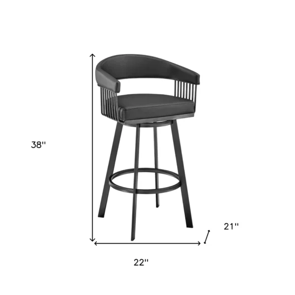 , 29&#8243; Black Iron Swivel Low Back Bar Height Bar Chair