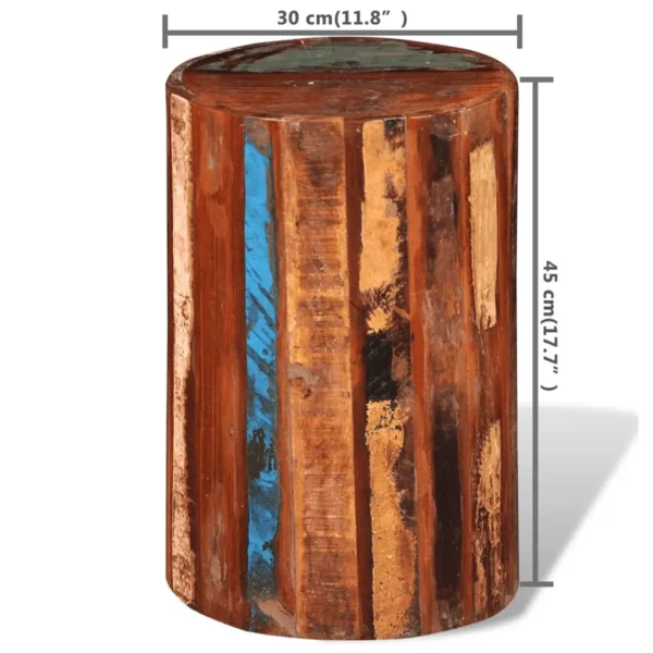 Reclaimed Wood Stool - Rounded Faded Paint Style - Image 7