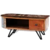 Coffee Table with Iron Pin Legs Solid Reclaimed Wood - Image 2