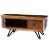 Coffee Table with Iron Pin Legs Solid Reclaimed Wood - Image 3