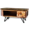 Coffee Table with Iron Pin Legs Solid Reclaimed Wood - Image 4