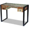 Vintage Style Desk - Solid Reclaimed Wood - Green accents - Image 9