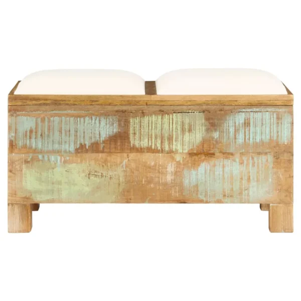 Storage Bench Solid Reclaimed Wood 31.5"x15.7"x15.7" - Image 2