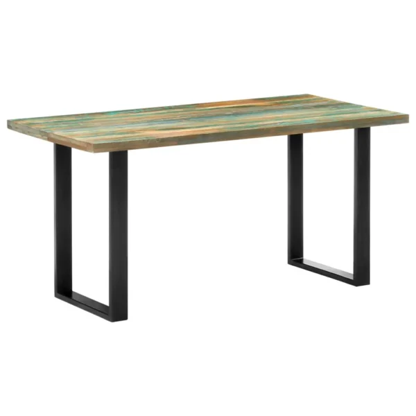 Solid Reclaimed Wood Dining Table 63"x31.5"x29.5" - Blue Weathered Paint Style